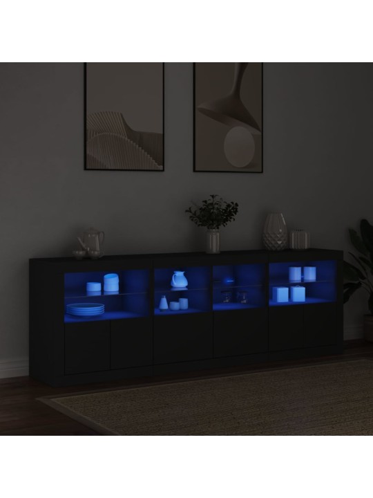 Kumode ar led lampiņām, melna, 202x37x67 cm