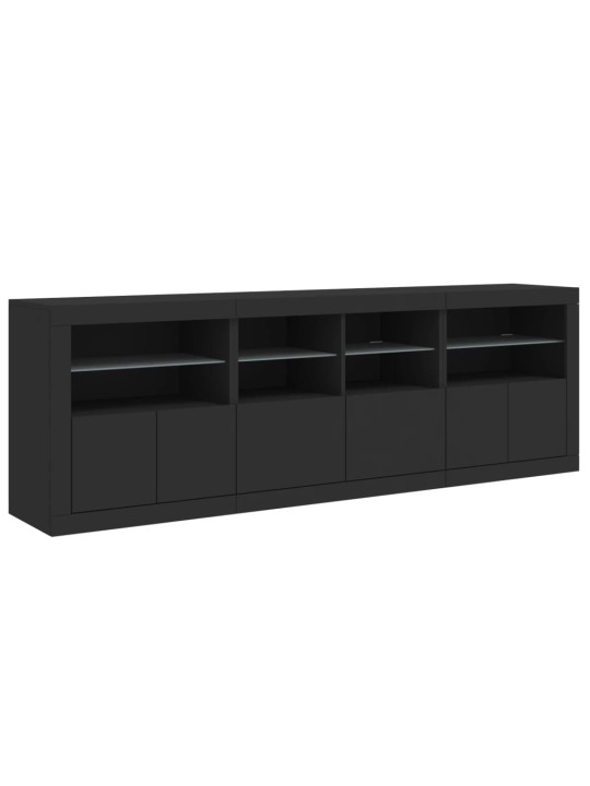 Kumode ar led lampiņām, melna, 202x37x67 cm