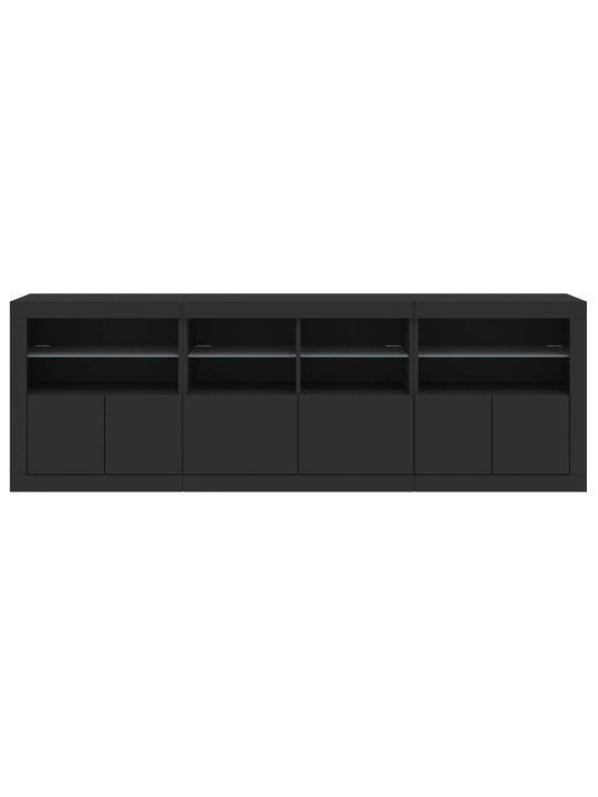 Kumode ar led lampiņām, melna, 202x37x67 cm