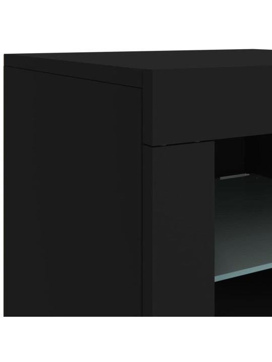 Kumode ar led lampiņām, melna, 202x37x67 cm