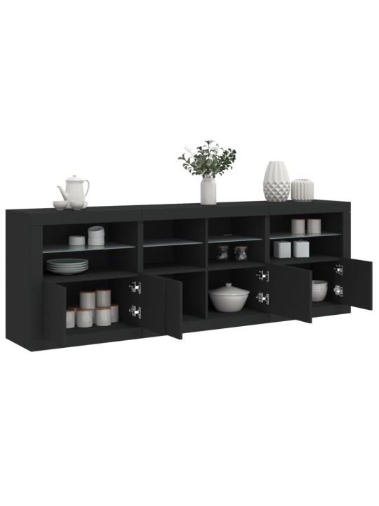 Kumode ar led lampiņām, melna, 202x37x67 cm