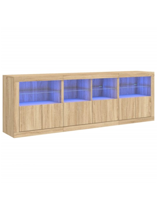 Kumode ar led lampiņām, ozolkoka krāsa, 202x37x67 cm