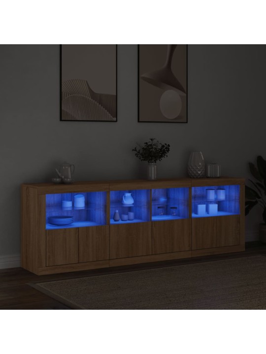Kumode ar led lampiņām, ozolkoka krāsa, 202x37x67 cm
