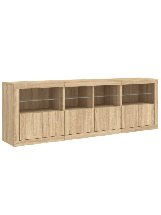 Kumode ar led lampiņām, ozolkoka krāsa, 202x37x67 cm