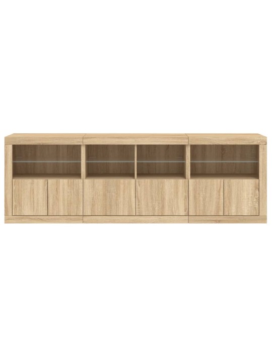 Kumode ar led lampiņām, ozolkoka krāsa, 202x37x67 cm