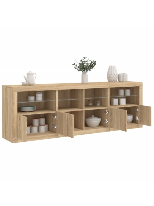 Kumode ar led lampiņām, ozolkoka krāsa, 202x37x67 cm