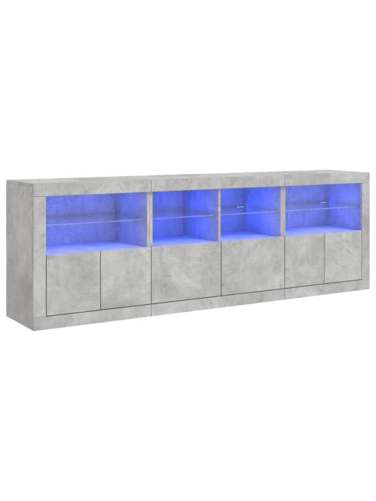 Kumode ar led lampiņām, betona pelēka, 202x37x67 cm