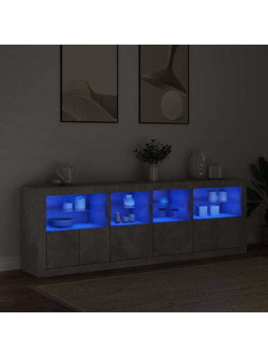 Kumode ar led lampiņām, betona pelēka, 202x37x67 cm