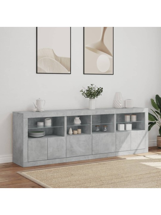 Kumode ar led lampiņām, betona pelēka, 202x37x67 cm