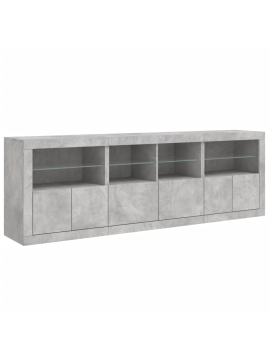 Kumode ar led lampiņām, betona pelēka, 202x37x67 cm