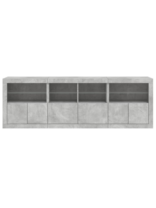 Kumode ar led lampiņām, betona pelēka, 202x37x67 cm