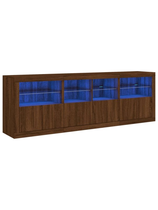 Kumode ar led lampiņām, brūna koka krāsa, 202x37x67 cm