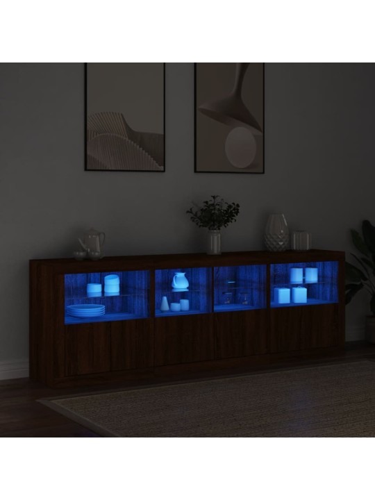 Kumode ar led lampiņām, brūna koka krāsa, 202x37x67 cm
