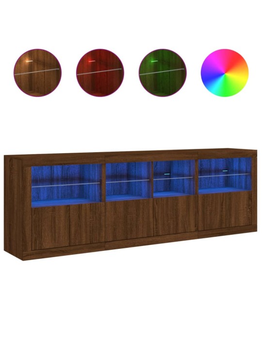 Kumode ar led lampiņām, brūna koka krāsa, 202x37x67 cm