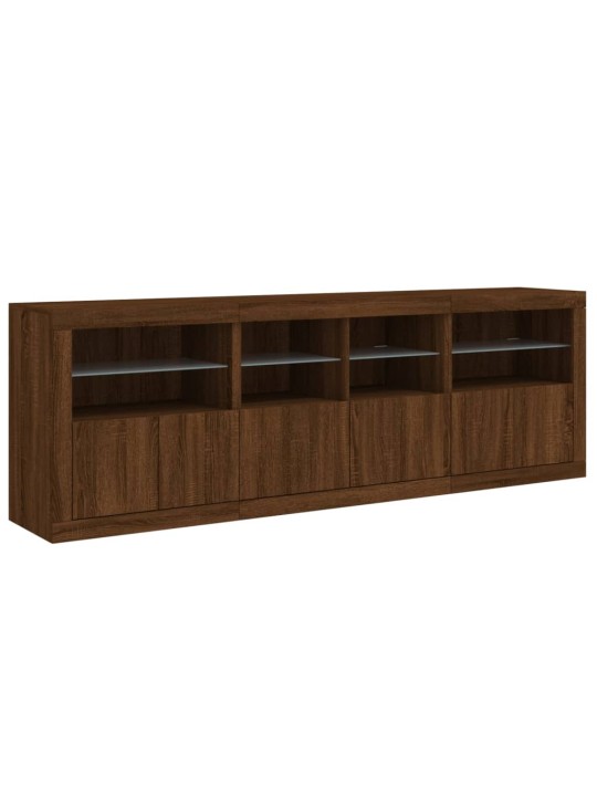 Kumode ar led lampiņām, brūna koka krāsa, 202x37x67 cm