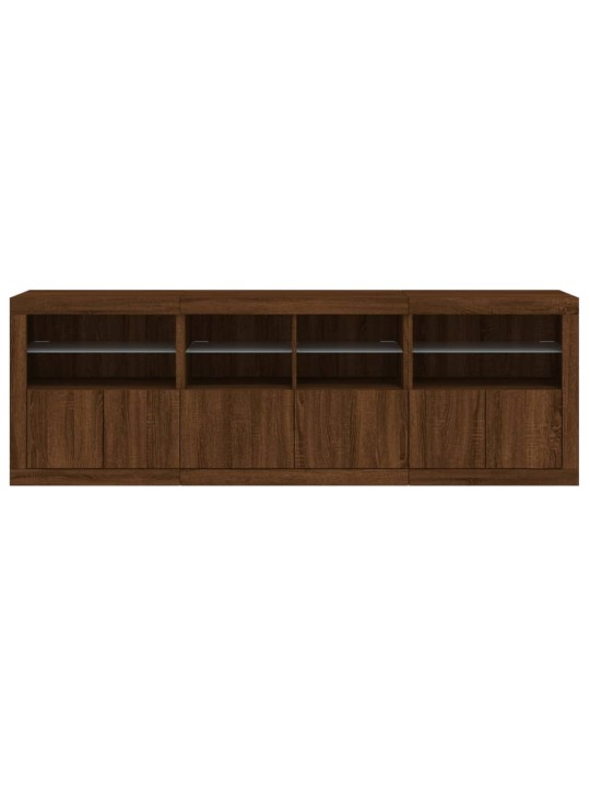 Kumode ar led lampiņām, brūna koka krāsa, 202x37x67 cm