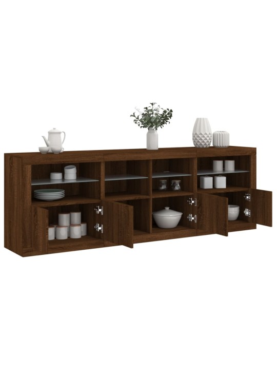 Kumode ar led lampiņām, brūna koka krāsa, 202x37x67 cm