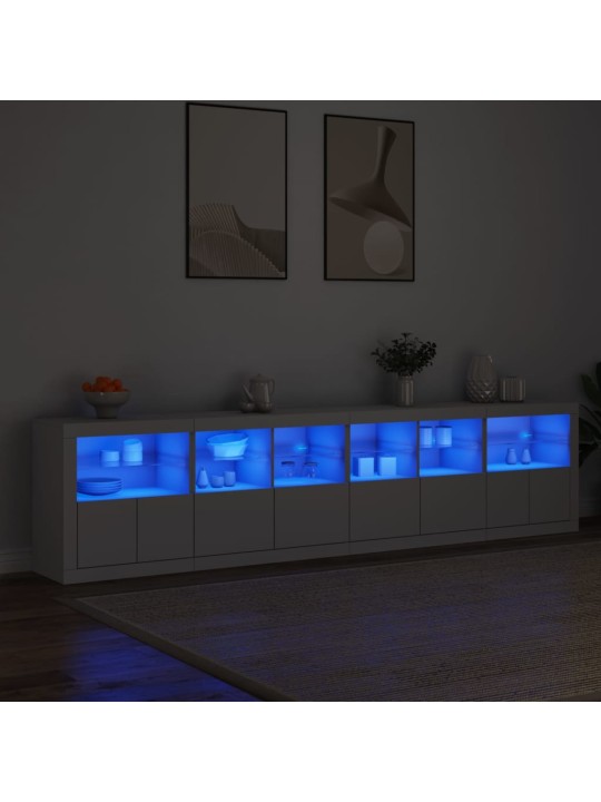 Kumode ar led lampiņām, balta, 283x37x67 cm