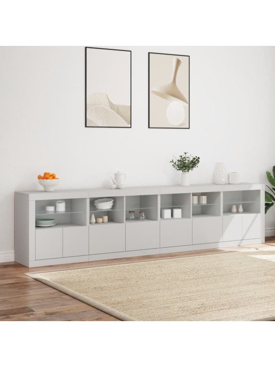 Kumode ar led lampiņām, balta, 283x37x67 cm