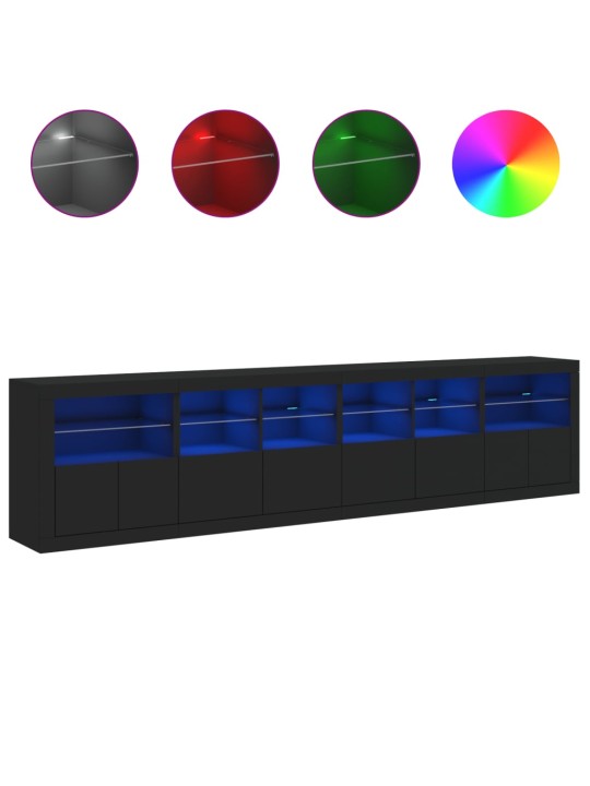 Kumode ar led lampiņām, melna, 283x37x67 cm