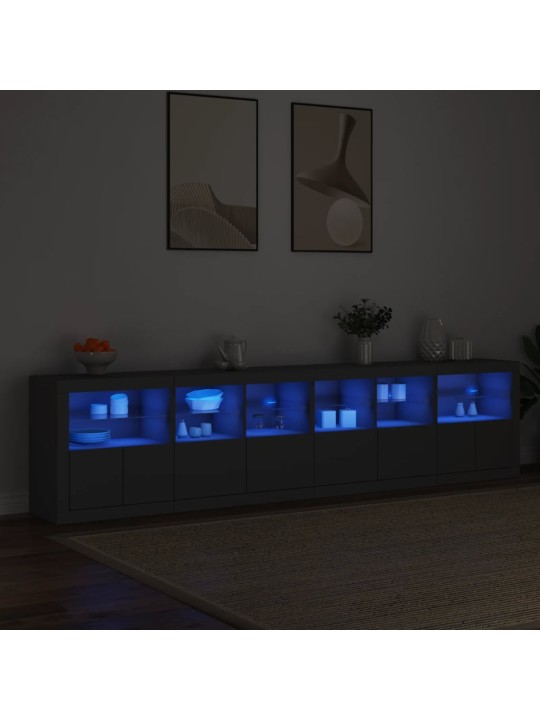 Kumode ar led lampiņām, melna, 283x37x67 cm