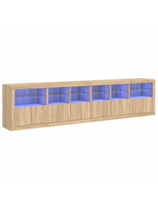 Kumode ar led lampiņām, ozolkoka krāsa, 283x37x67 cm