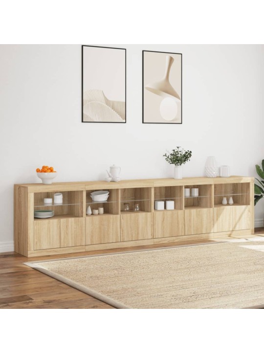 Kumode ar led lampiņām, ozolkoka krāsa, 283x37x67 cm