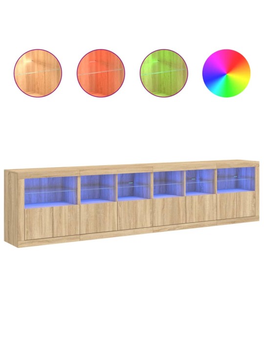 Kumode ar led lampiņām, ozolkoka krāsa, 283x37x67 cm