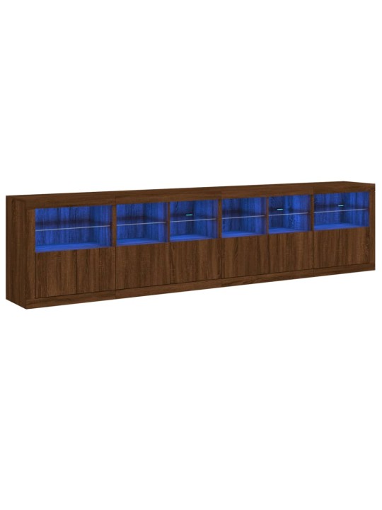 Kumode ar led lampiņām, brūna koka krāsa, 283x37x67 cm