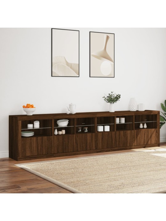 Kumode ar led lampiņām, brūna koka krāsa, 283x37x67 cm