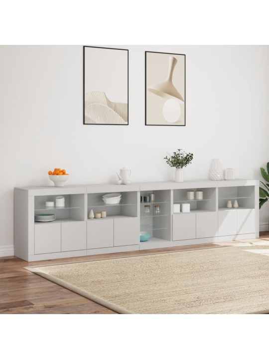 Kumode ar led lampiņām, balta, 283x37x67 cm