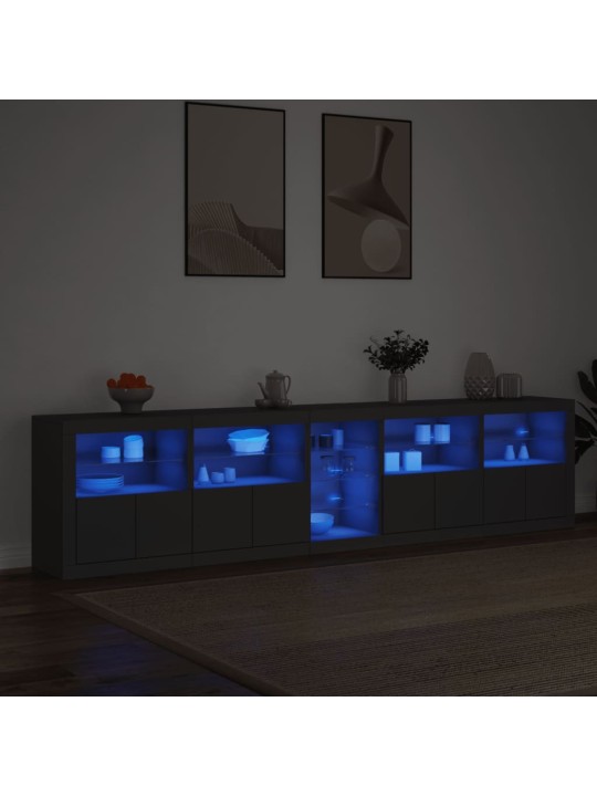 Kumode ar led lampiņām, melna, 283x37x67 cm
