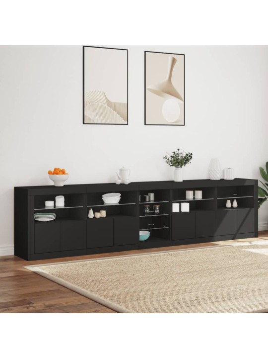 Kumode ar led lampiņām, melna, 283x37x67 cm