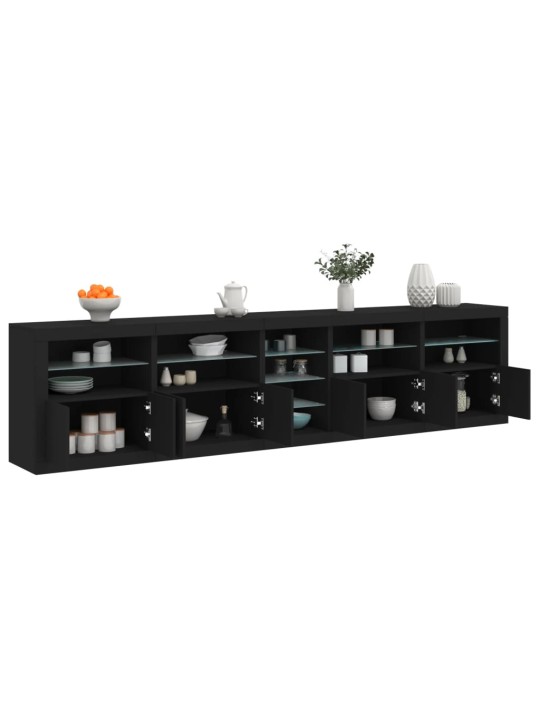 Kumode ar led lampiņām, melna, 283x37x67 cm