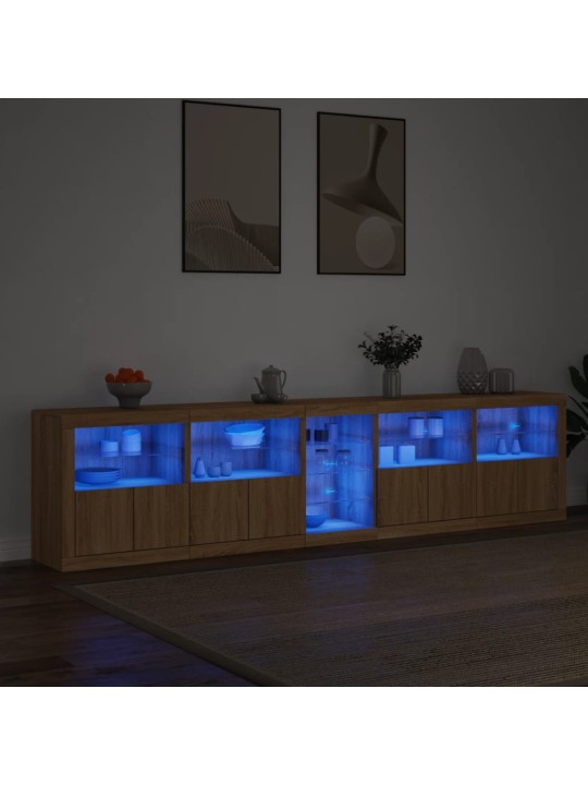 Kumode ar led lampiņām, ozolkoka krāsa, 283x37x67 cm