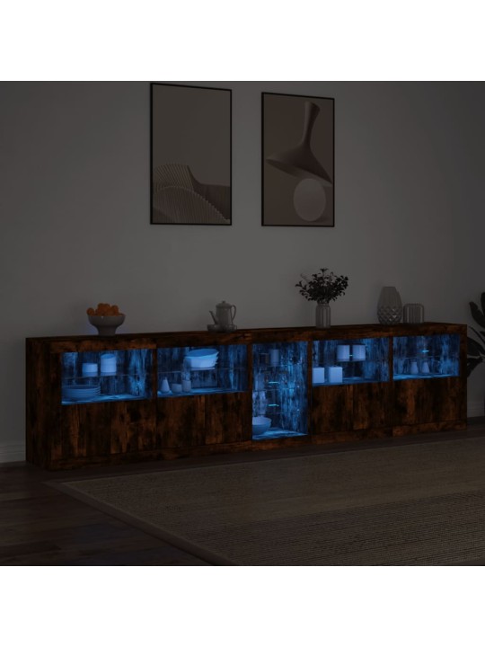 Kumode ar led lampiņām, ozolkoka krāsa, 283x37x67 cm
