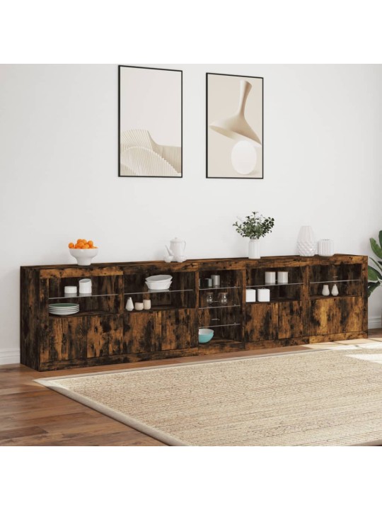 Kumode ar led lampiņām, ozolkoka krāsa, 283x37x67 cm