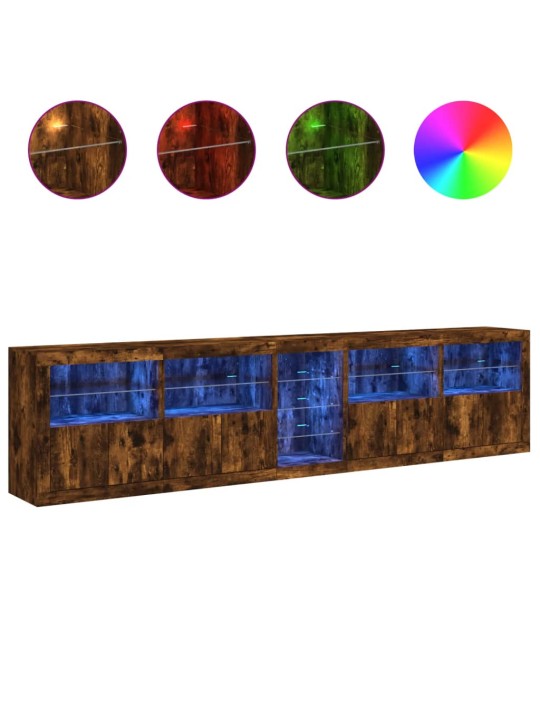 Kumode ar led lampiņām, ozolkoka krāsa, 283x37x67 cm