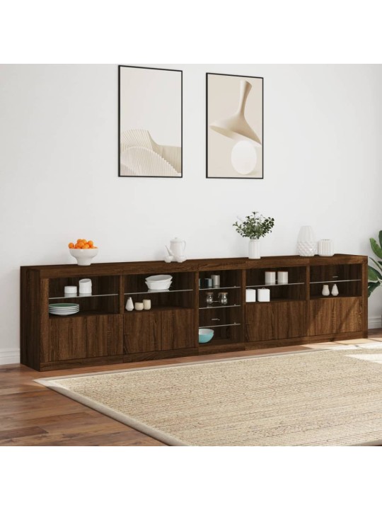 Kumode ar led lampiņām, brūna koka krāsa, 283x37x67 cm