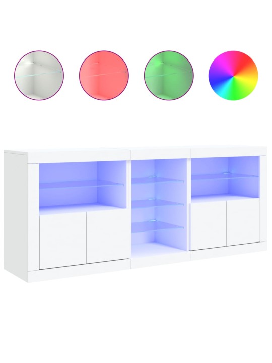 Kumode ar led lampiņām, 162x37x67 cm, balta