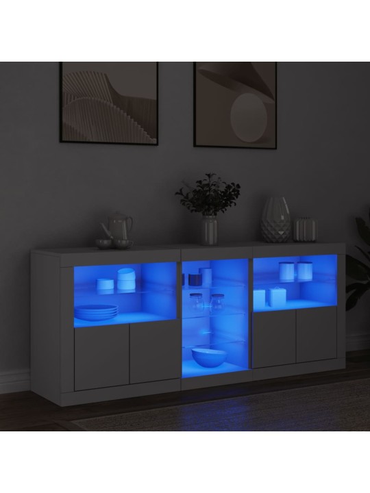 Kumode ar led lampiņām, 162x37x67 cm, balta