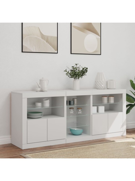 Kumode ar led lampiņām, 162x37x67 cm, balta