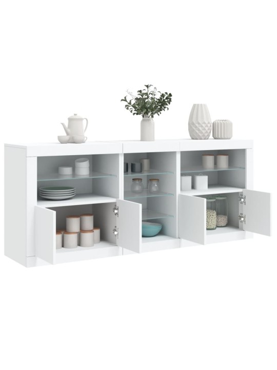 Kumode ar led lampiņām, 162x37x67 cm, balta