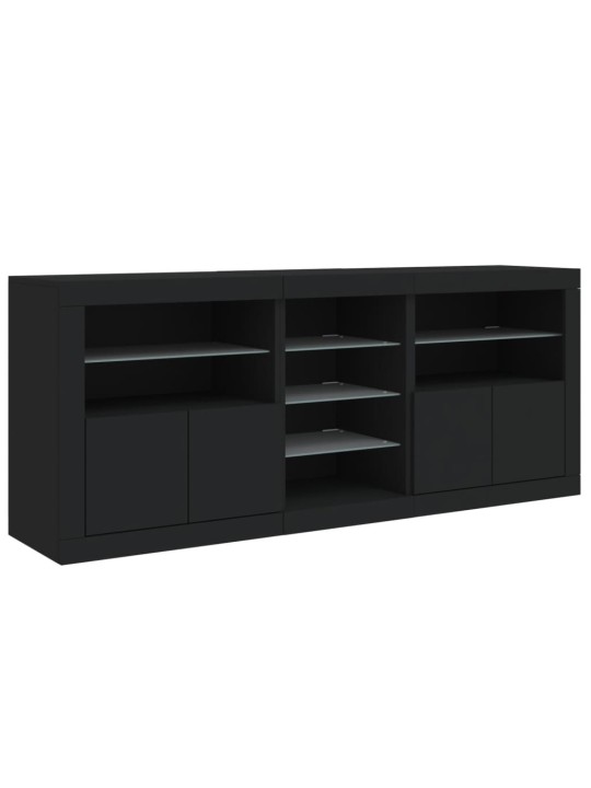 Kumode ar led lampiņām, melna, 162x37x67 cm