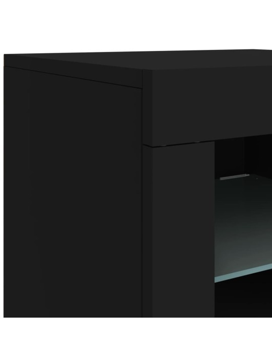 Kumode ar led lampiņām, melna, 162x37x67 cm