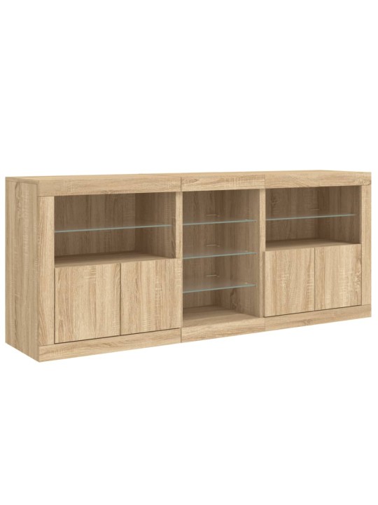 Kumode ar led lampiņām, ozolkoka krāsa, 162x37x67 cm