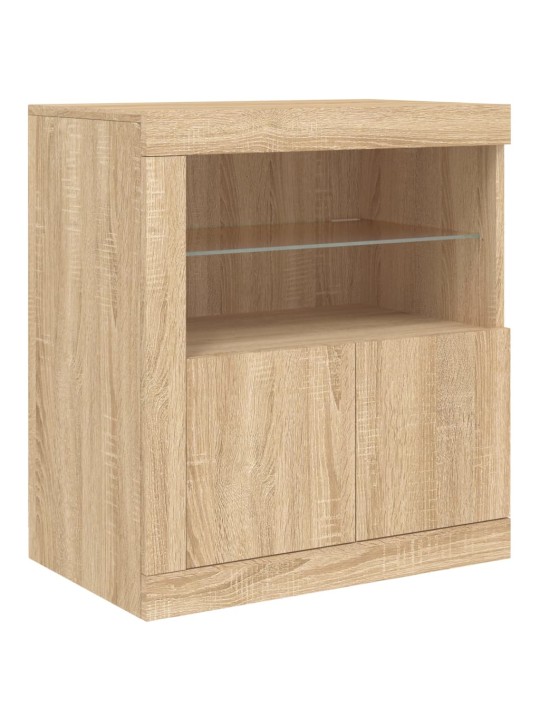 Kumode ar led lampiņām, ozolkoka krāsa, 162x37x67 cm