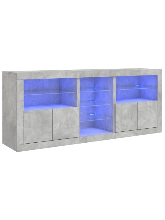 Kumode ar led lampiņām, betona pelēka, 162x37x67 cm