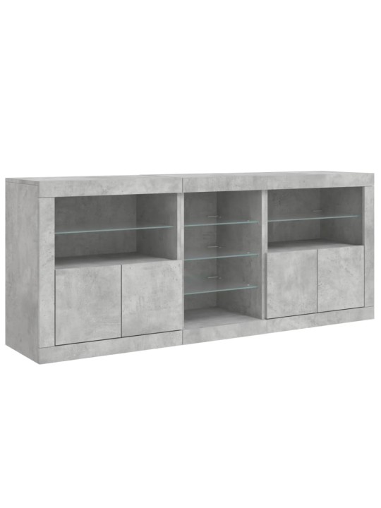 Kumode ar led lampiņām, betona pelēka, 162x37x67 cm