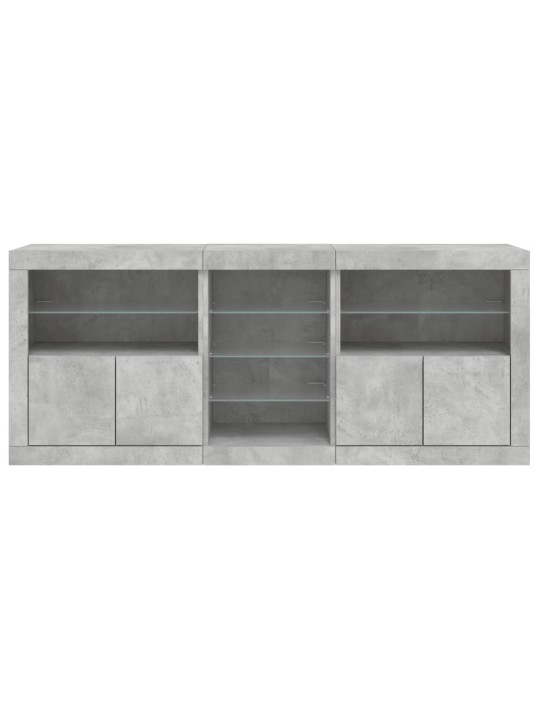 Kumode ar led lampiņām, betona pelēka, 162x37x67 cm